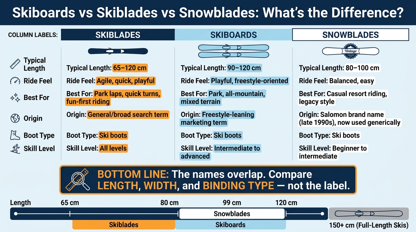 Skiboards vs Skiblades vs Snowblades: Quick Comparison Guide