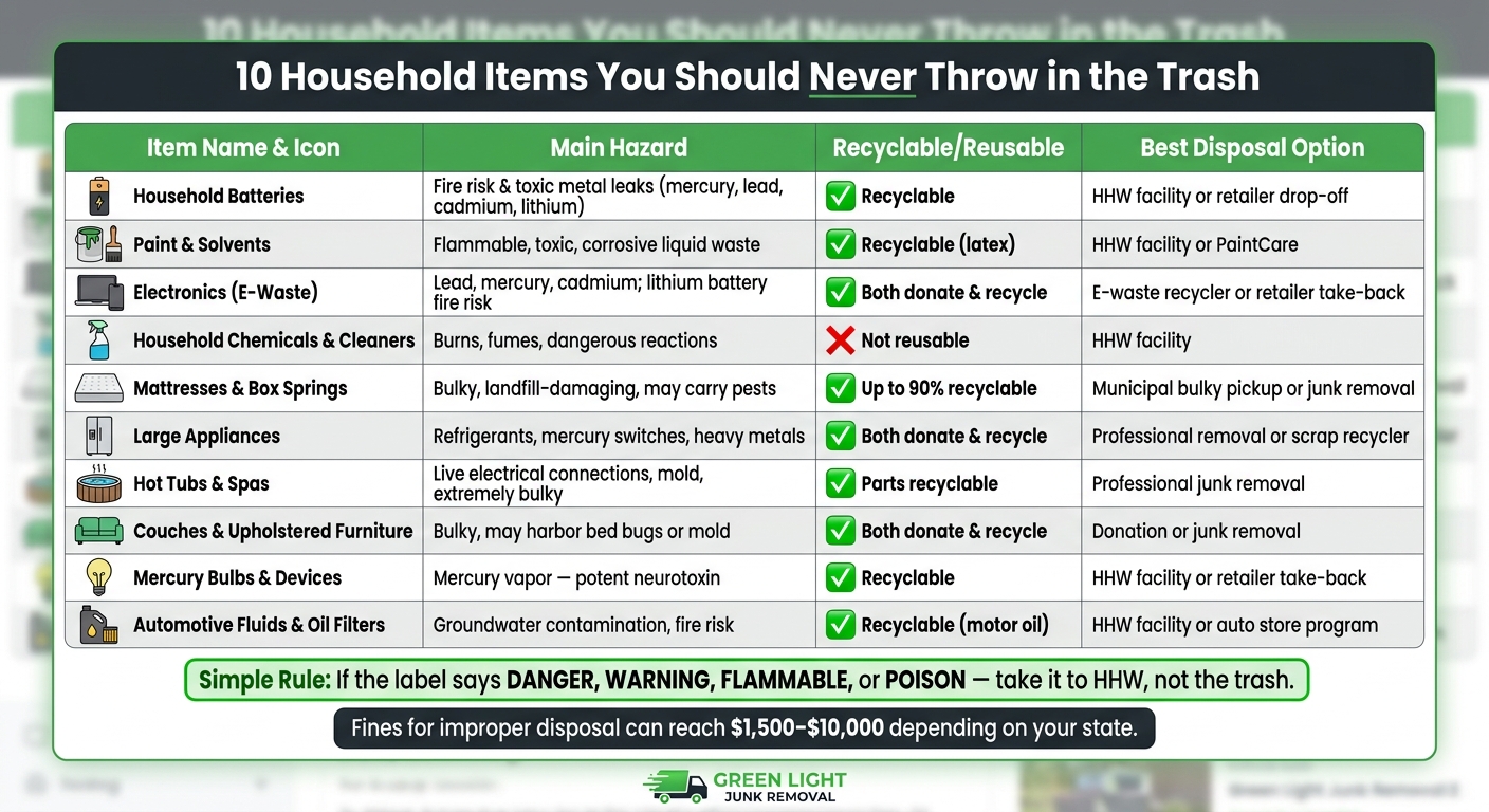 10 Items You Should Never Trash: Hazards & Disposal Guide