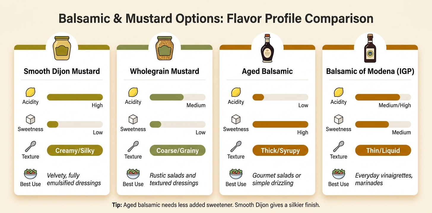 Balsamic & Mustard Options: Flavor Profile Comparison Chart