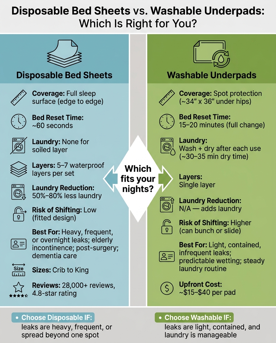 Disposable Bed Sheets vs. Washable Underpads: Side-by-Side Comparison