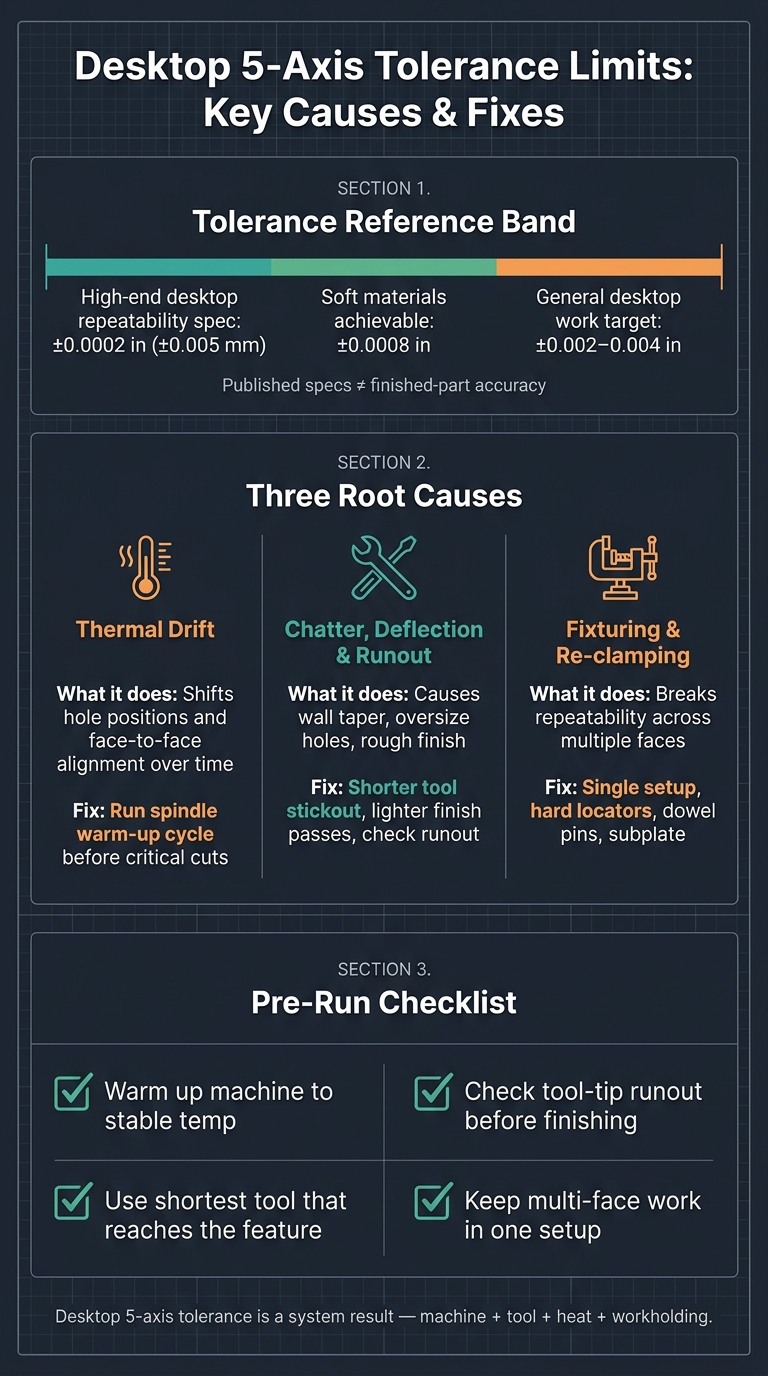 Desktop 5-Axis Tolerance Limits: Key Causes & Fixes