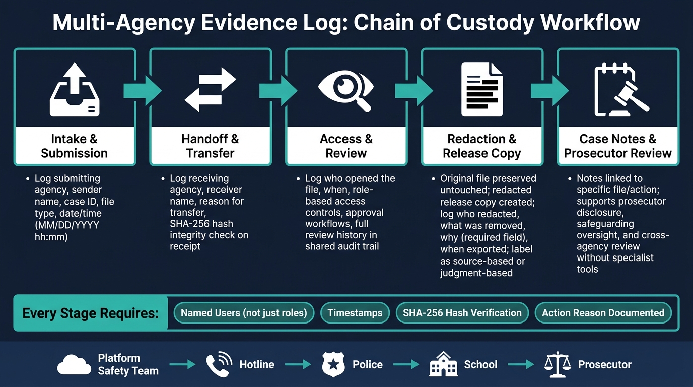 Evidence Log Chain of Custody: Multi-Agency Workflow