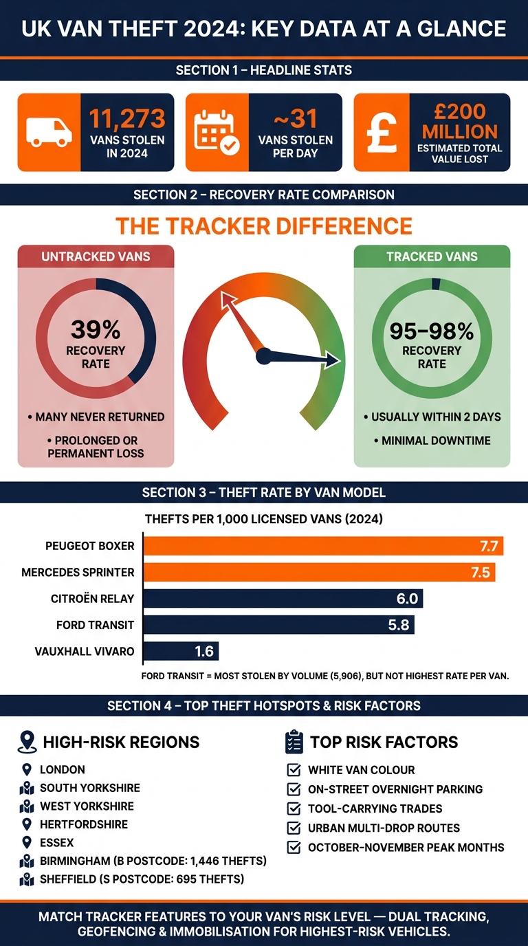 UK Van Theft 2024: Tracked vs Untracked Recovery Rates & High-Risk Models