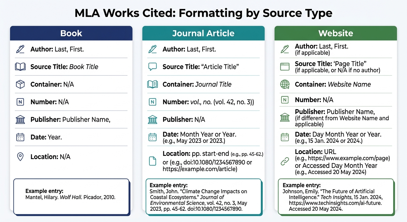 MLA Works Cited: How to Format Books, Journal Articles & Websites