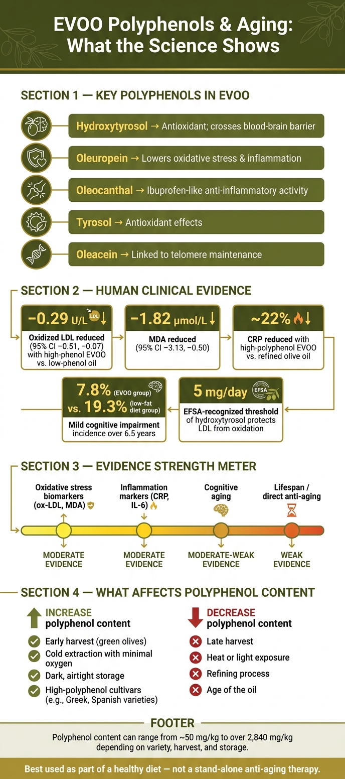 EVOO Polyphenols & Aging: Key Research Numbers at a Glance