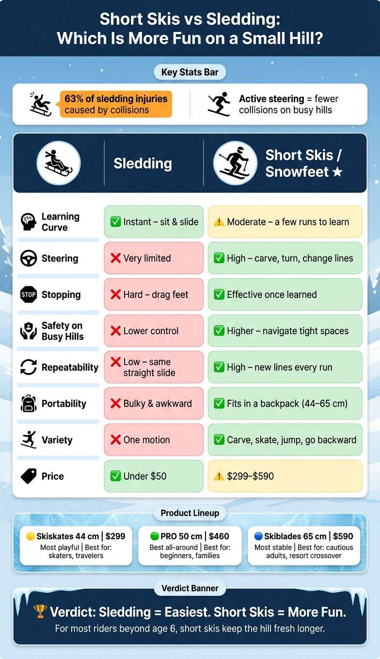 Short Skis vs Sledding: Which Is More Fun on a Small Hill?
