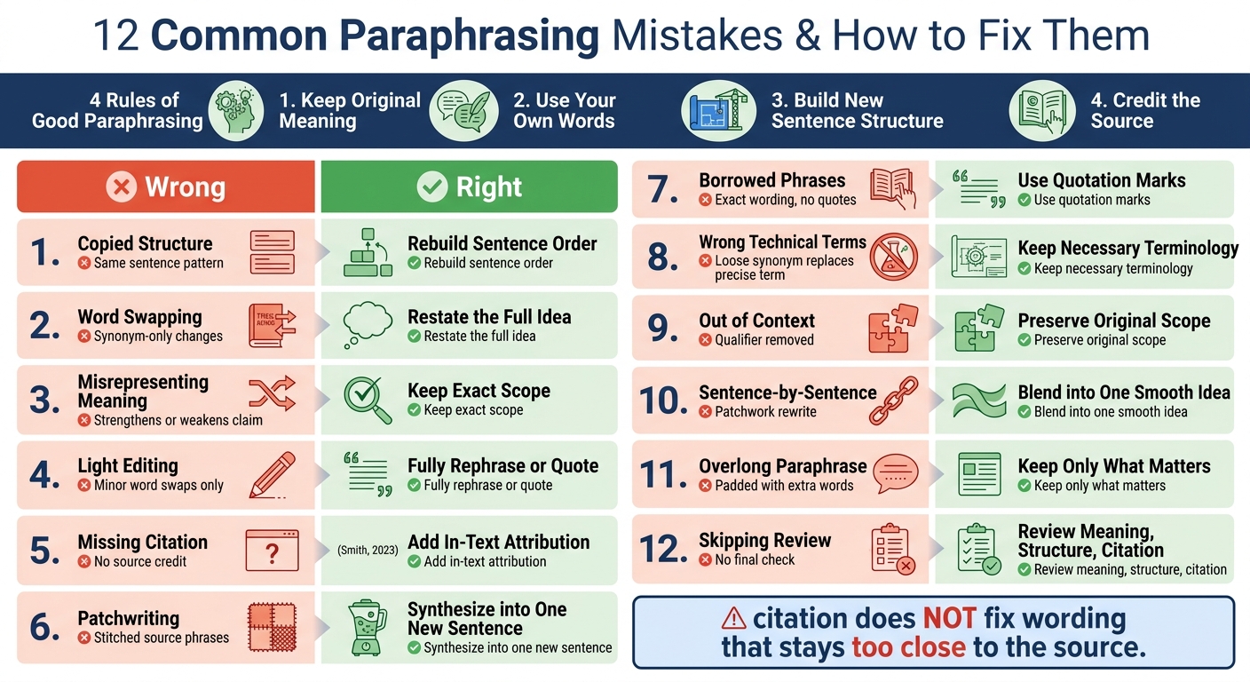 12 Paraphrasing Mistakes: Wrong vs. Right Examples