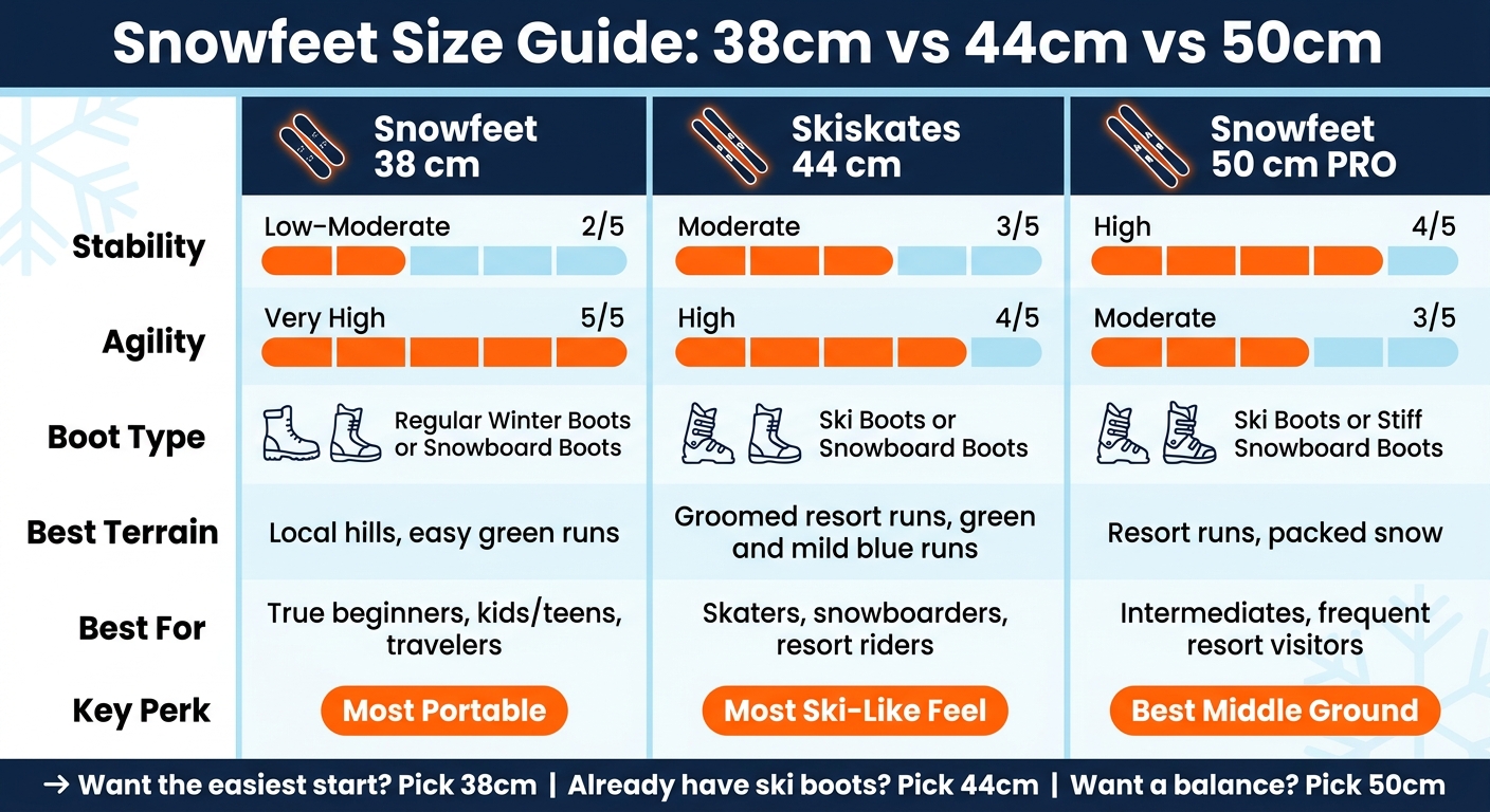 Snowfeet 38cm vs 44cm vs 50cm: Which Size Should You Choose?