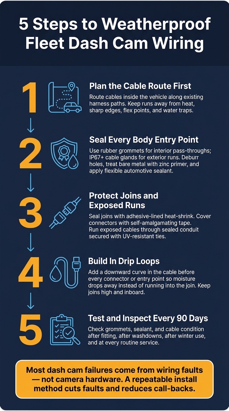 5-Step Fleet Dash Cam Weatherproofing Process