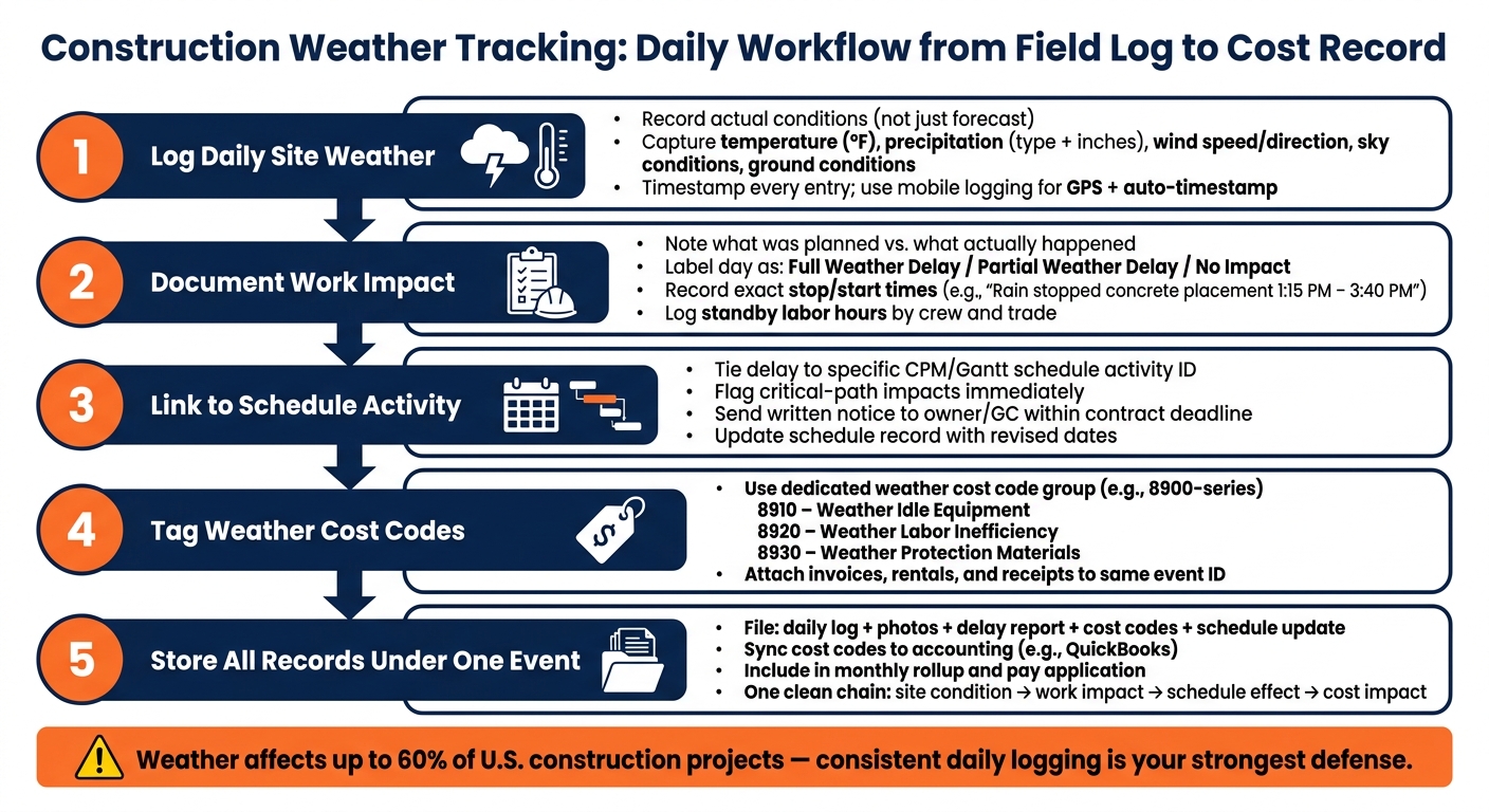 Construction Weather Tracking: Daily Workflow from Field Log to Cost Record