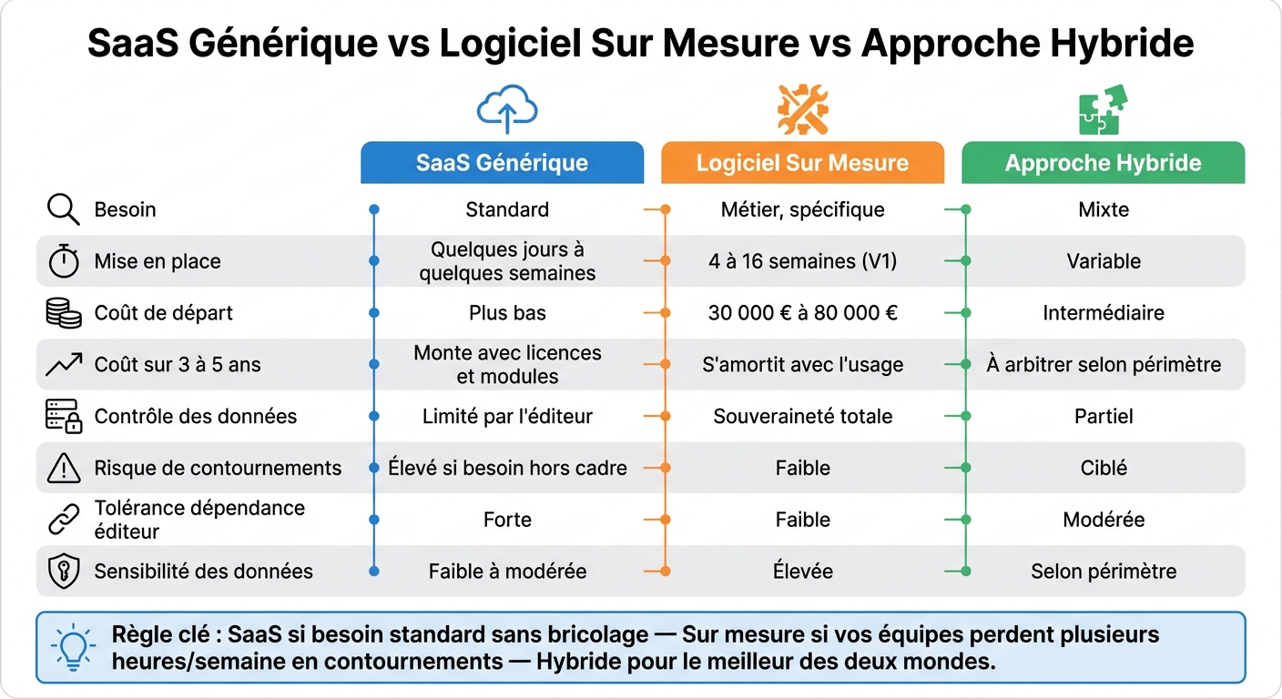 SaaS vs Logiciel Sur Mesure vs Hybride : Comparatif Complet