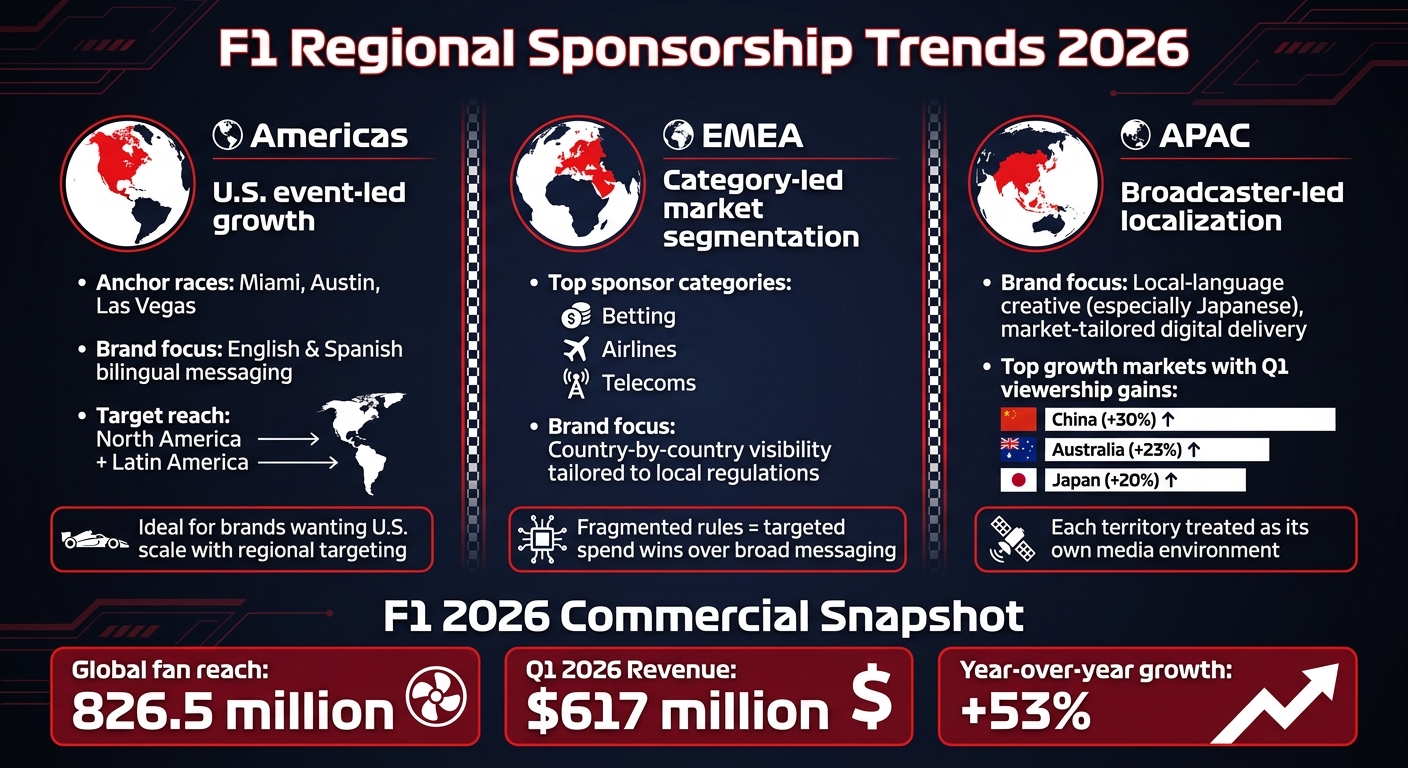 F1 Regional Sponsorship Trends 2026: Americas vs EMEA vs APAC