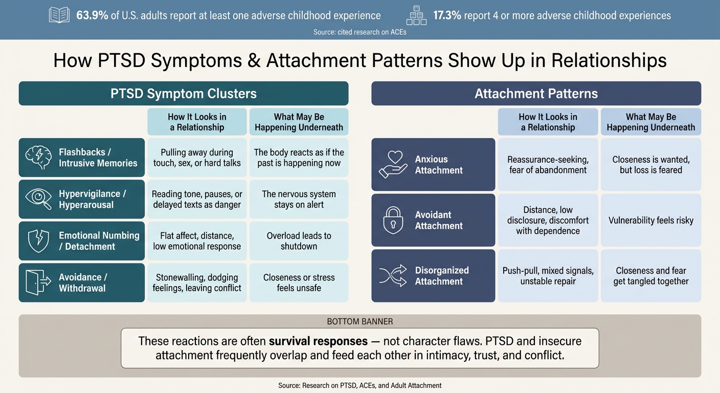 PTSD Symptoms vs. Attachment Patterns in Adult Relationships