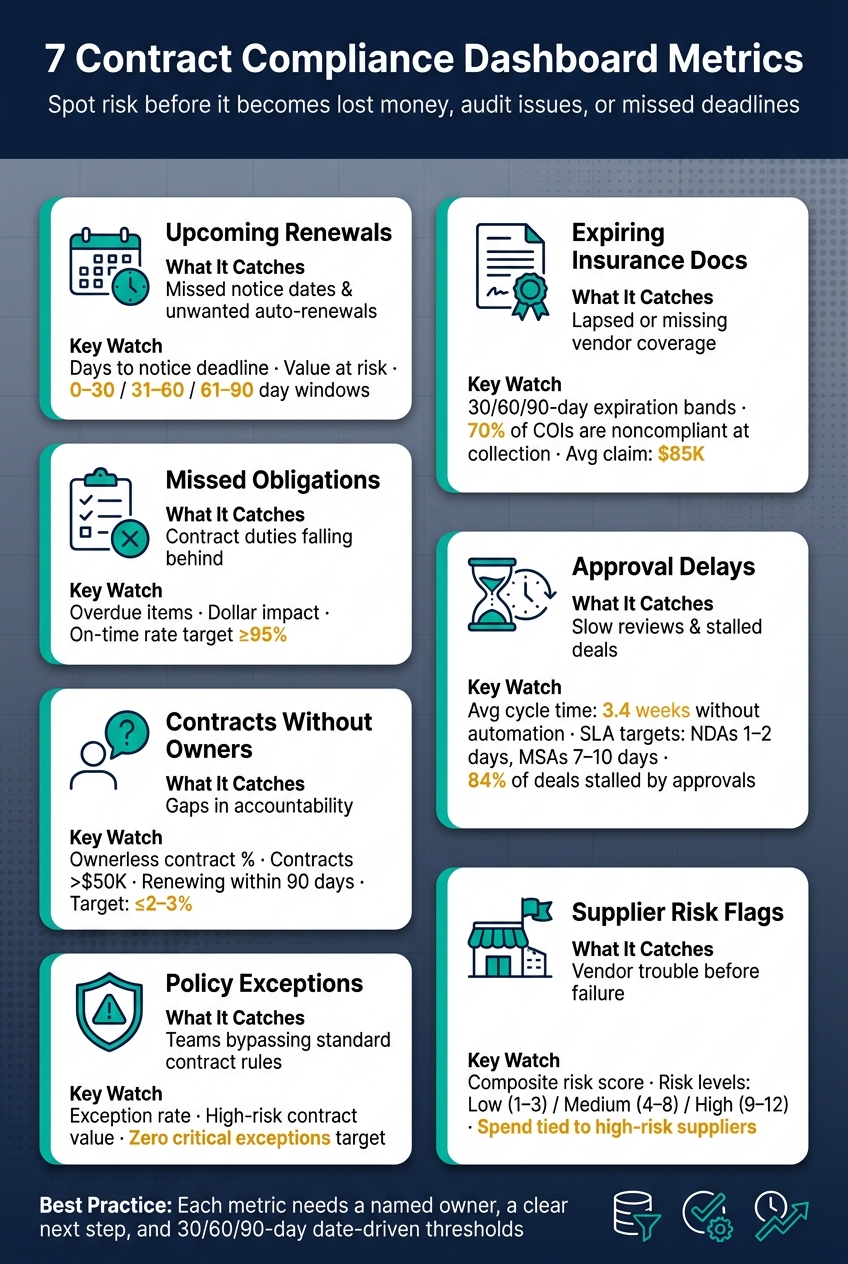 7 Contract Compliance Dashboard Metrics: What to Track & Why