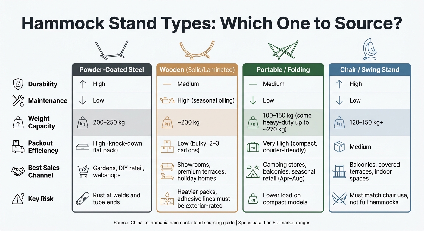 Hammock Stand Types Compared: Load, Use & Sourcing Guide