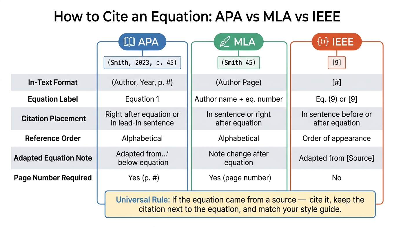 APA vs MLA vs IEEE Equation Citation: Quick Comparison Guide