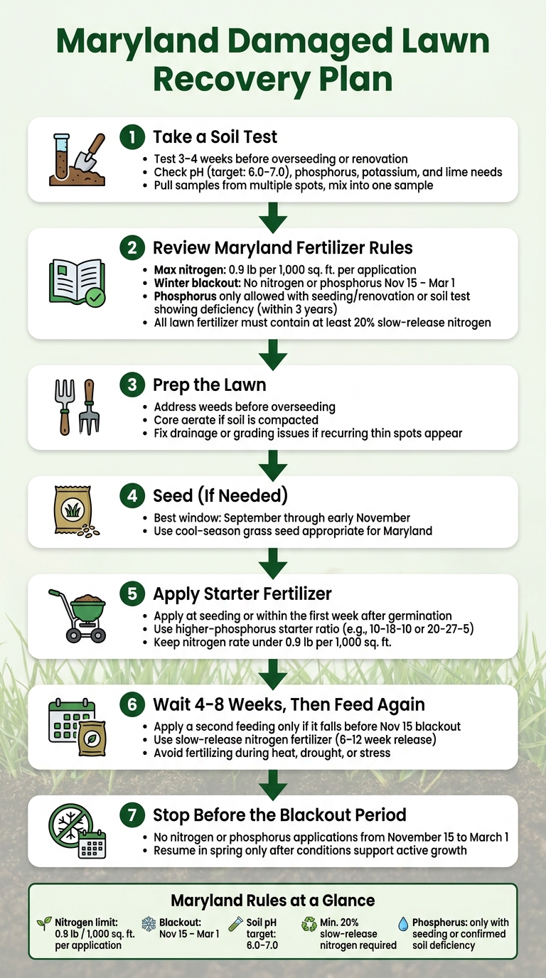 Maryland Damaged Lawn Recovery Plan: Step-by-Step Fertilizer Guide