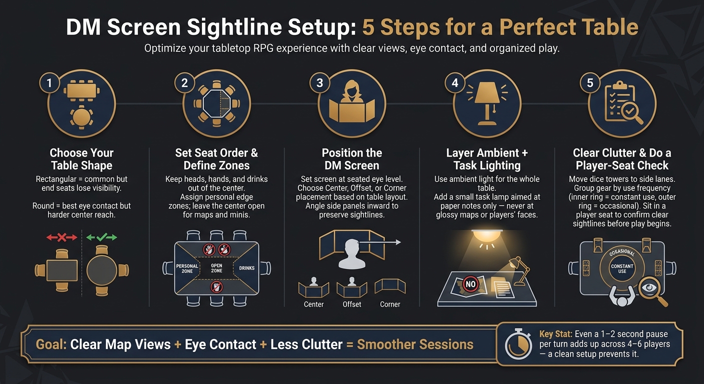 DM Screen Sightline Setup Checklist: 5 Steps Before Every Session