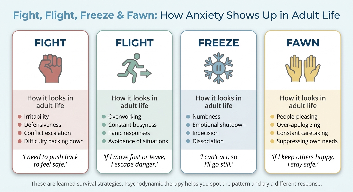 Fight, Flight, Freeze & Fawn: How Anxiety Shows Up in Adult Life