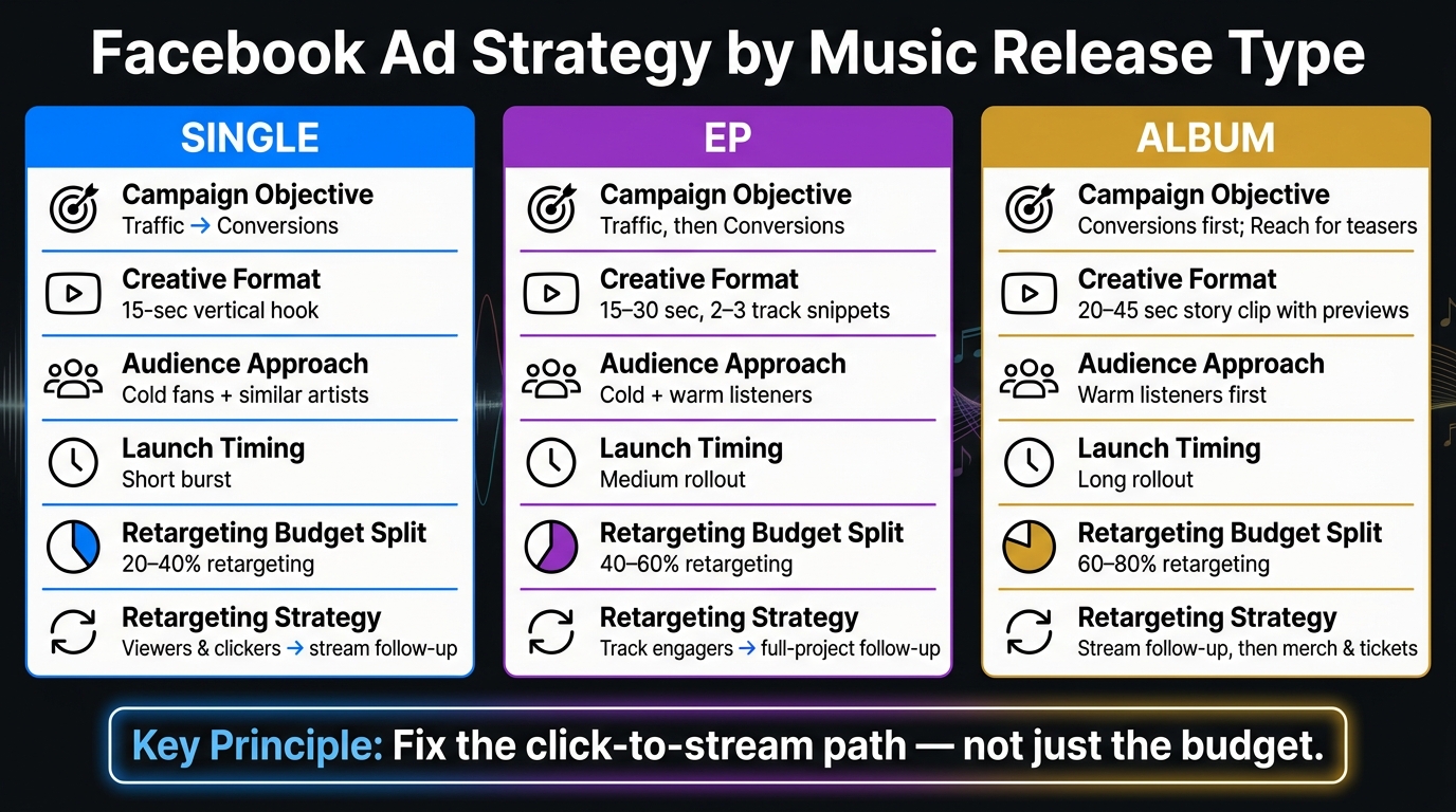 Facebook Ad Strategy by Music Release Type: Single vs EP vs Album