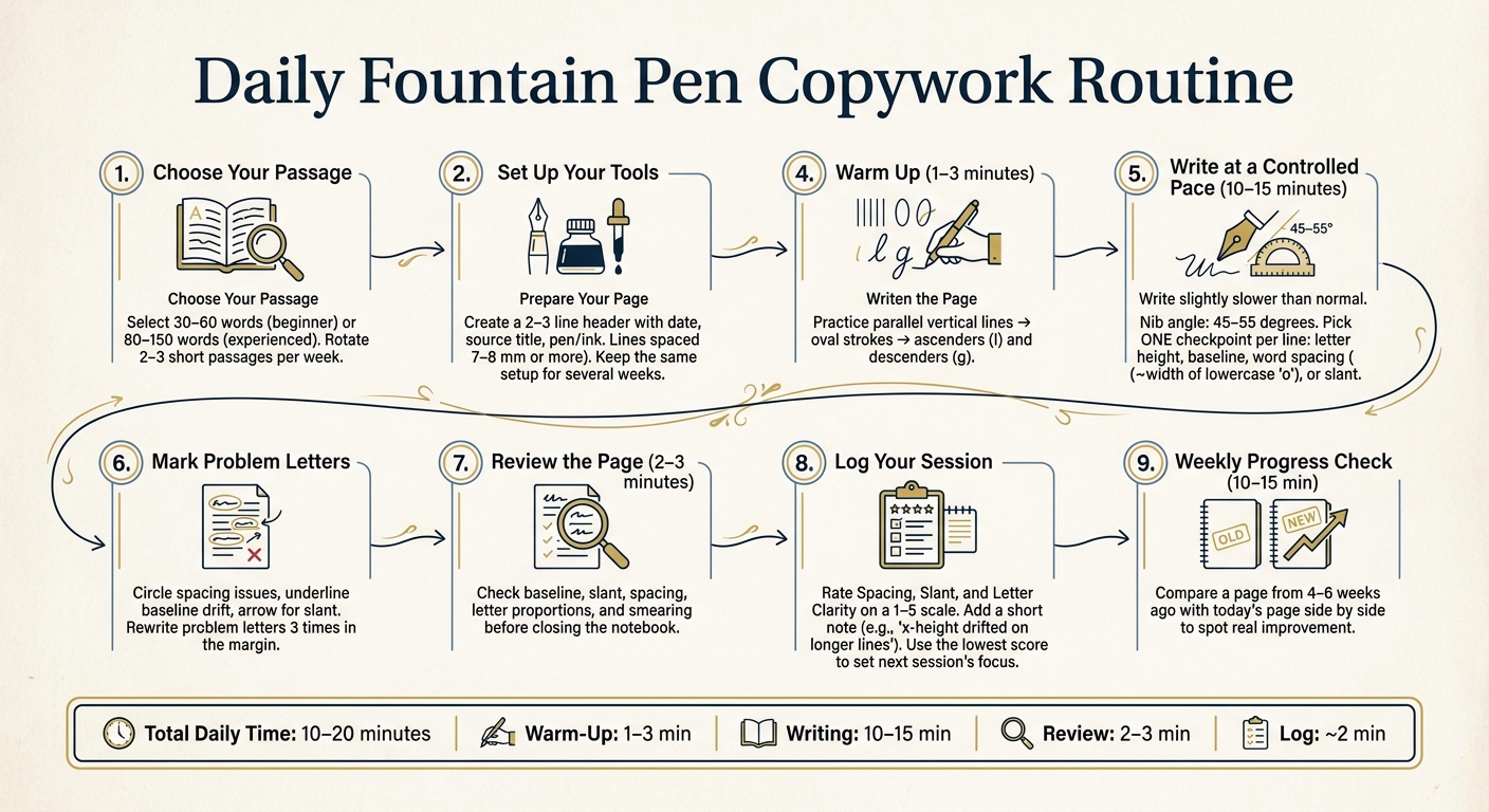 Daily Fountain Pen Copywork Routine: Step-by-Step Practice Guide