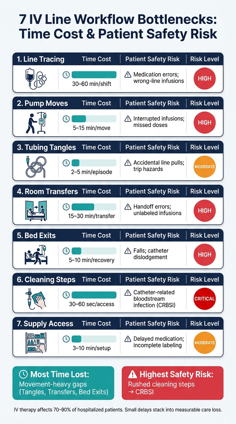 7 IV Line Workflow Bottlenecks: Time Cost & Patient Safety Risk
