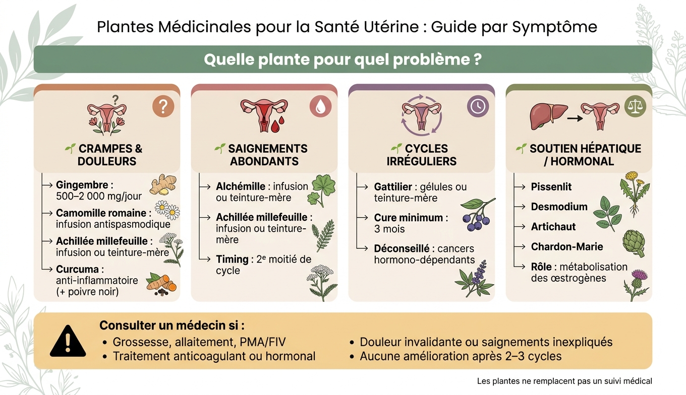 Plantes Médicinales pour la Santé Utérine : Guide Rapide par Symptôme