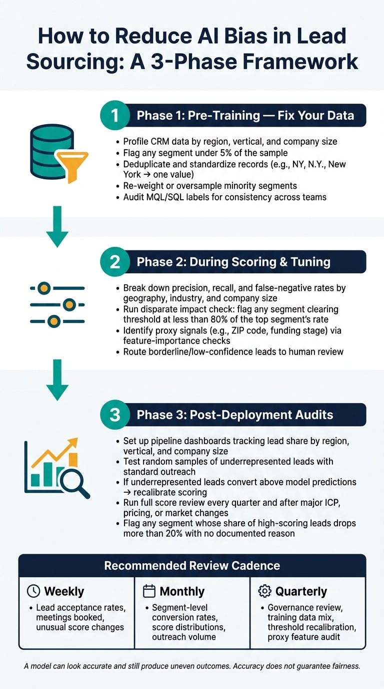 How to Reduce AI Bias in Lead Sourcing: A 3-Phase Framework
