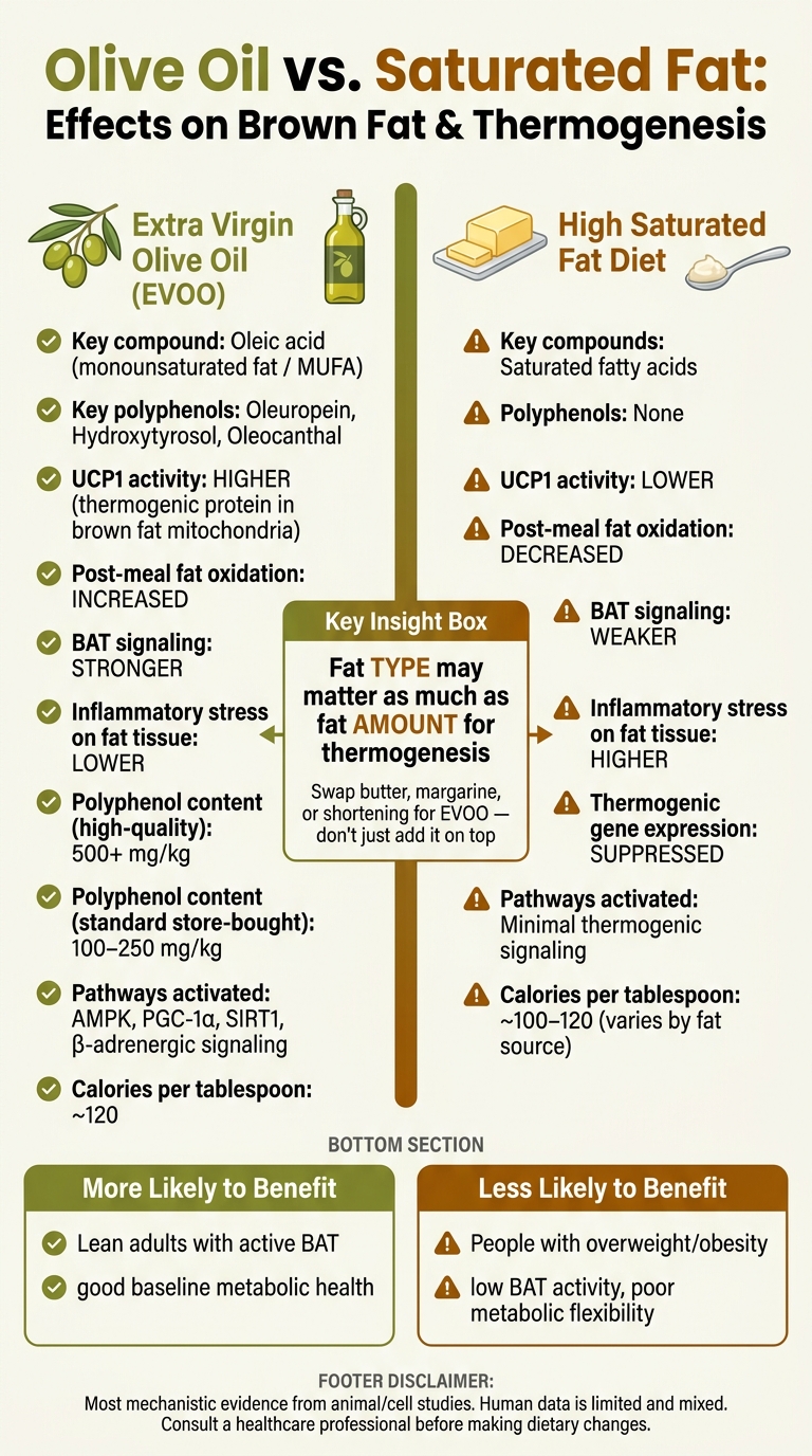 Olive Oil vs. Saturated Fat: Brown Fat & Thermogenesis Effects
