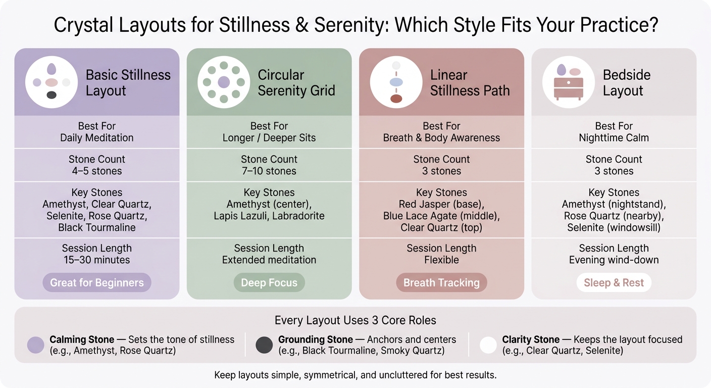 Crystal Layout Styles for Meditation: Quick Comparison Guide