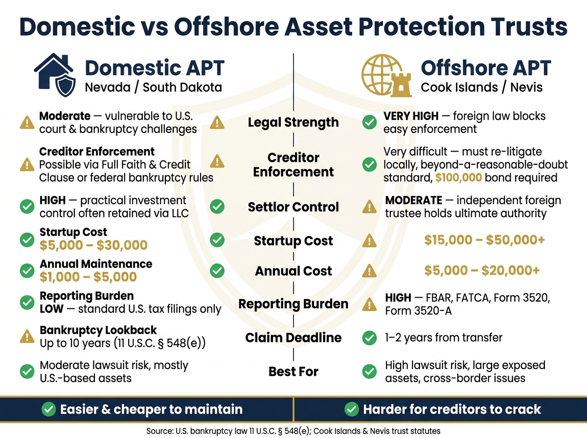Domestic vs Offshore Asset Protection Trusts: Side-by-Side Comparison