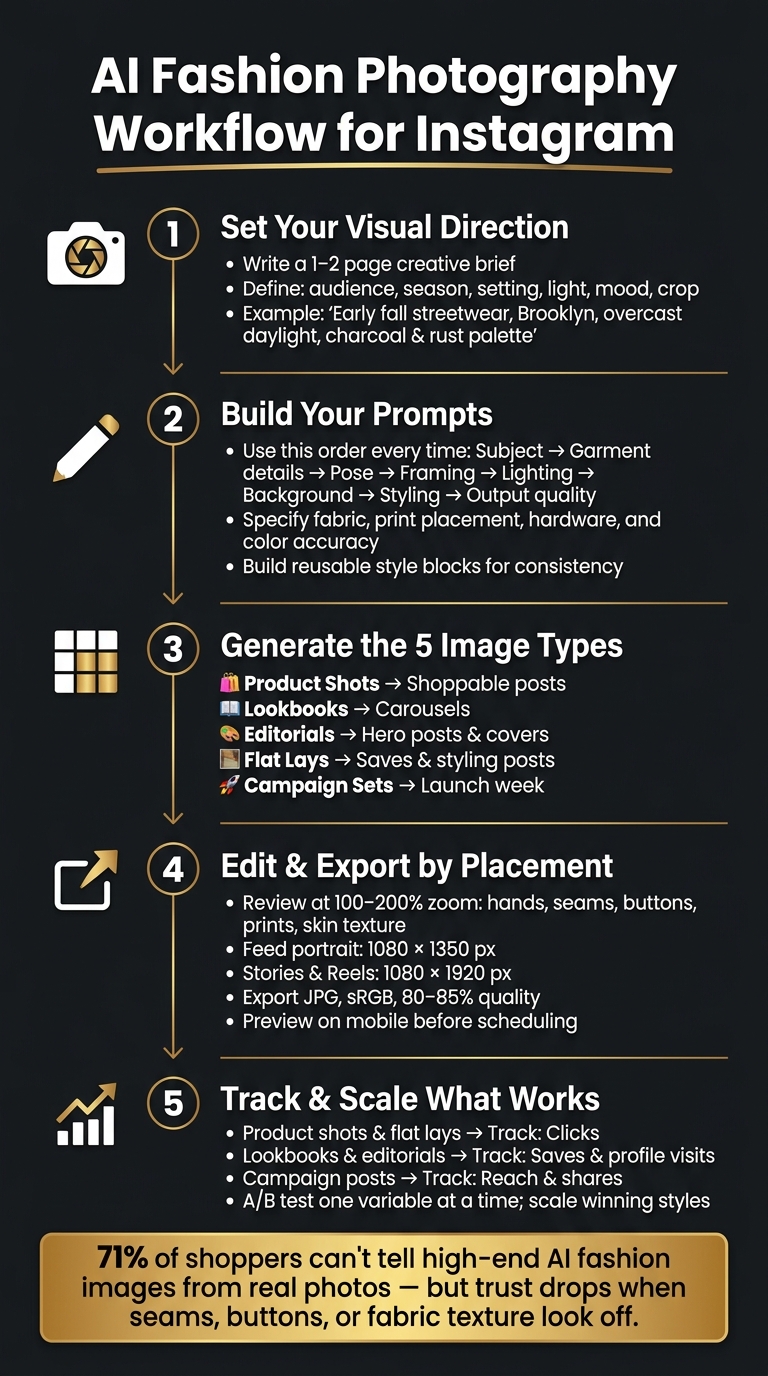 AI Fashion Photography Workflow for Instagram: 5-Step Process