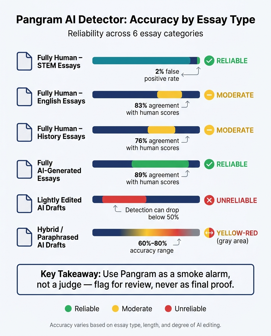 Pangram AI Detector Accuracy by Essay Type