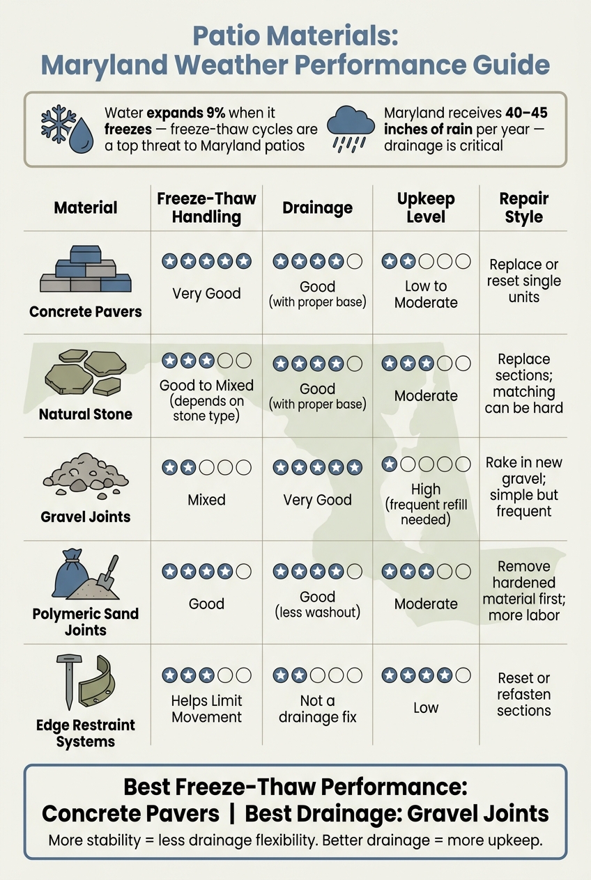 Patio Materials Compared: Maryland Weather Performance Guide