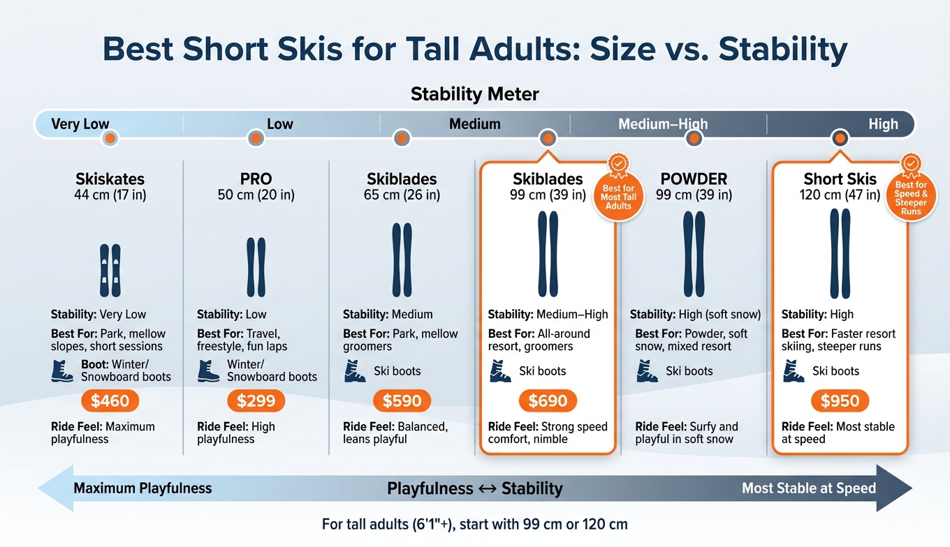 Best Short Skis for Tall Adults: Size vs. Stability Comparison
