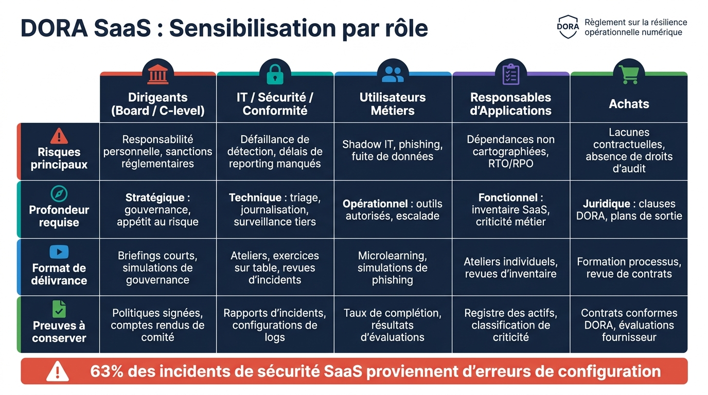 DORA SaaS : Formation par rôle, risques et preuves d'audit