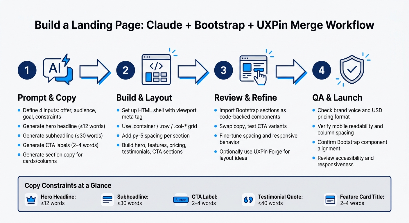 How to Build a Landing Page with Claude, Bootstrap & UXPin Merge