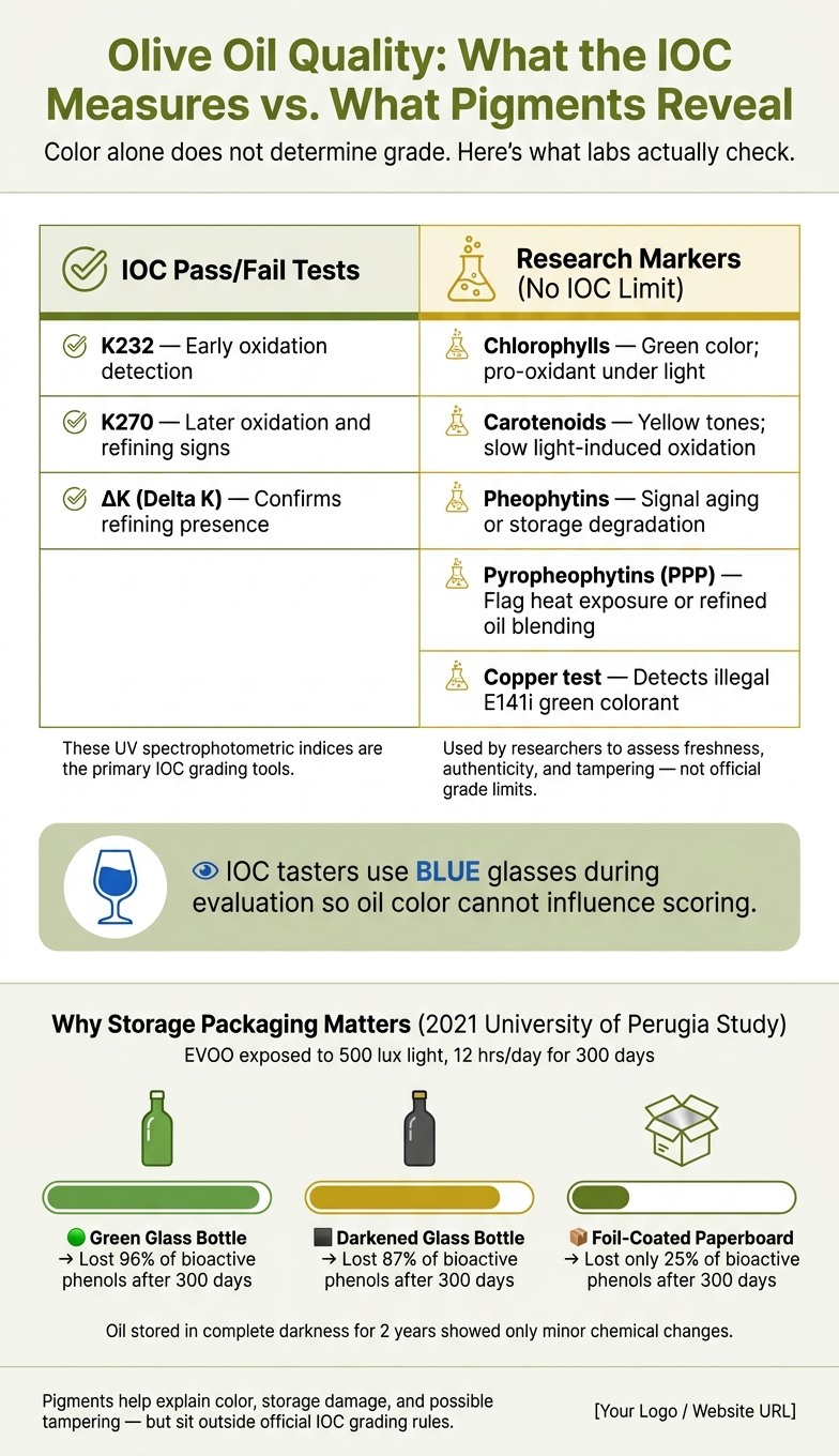 Olive Oil Quality Checks: IOC Standards vs. Pigment Markers Explained