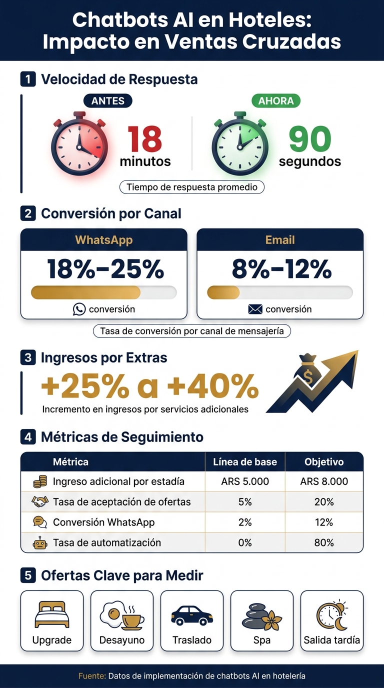 Chatbots AI en Hoteles: Métricas Clave de Ventas Cruzadas