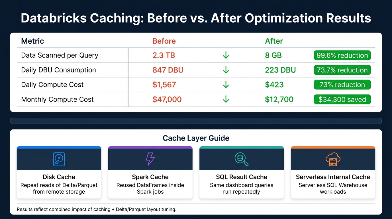 Databricks Caching Results: 99.6% Less Data Scanned & 73% Cost Savings