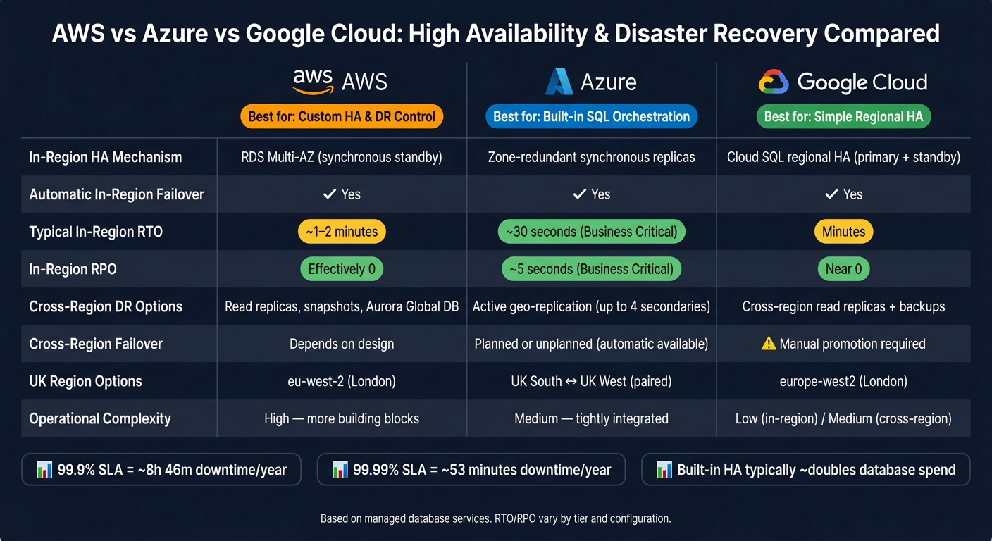 AWS vs Azure vs Google Cloud: High Availability &amp; DR Compared
