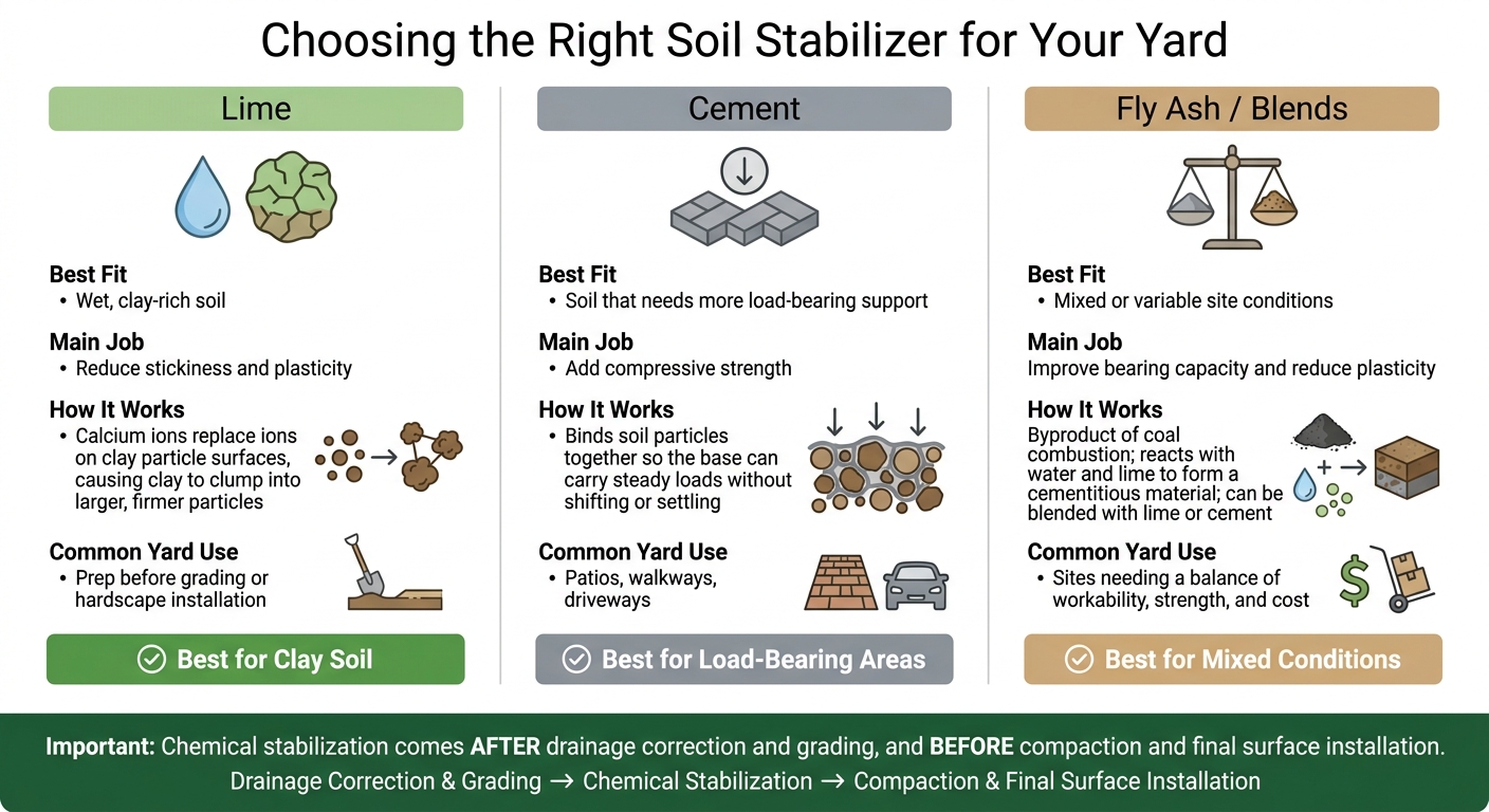 Lime vs. Cement vs. Fly Ash: Soil Stabilizer Comparison for Maryland Yards