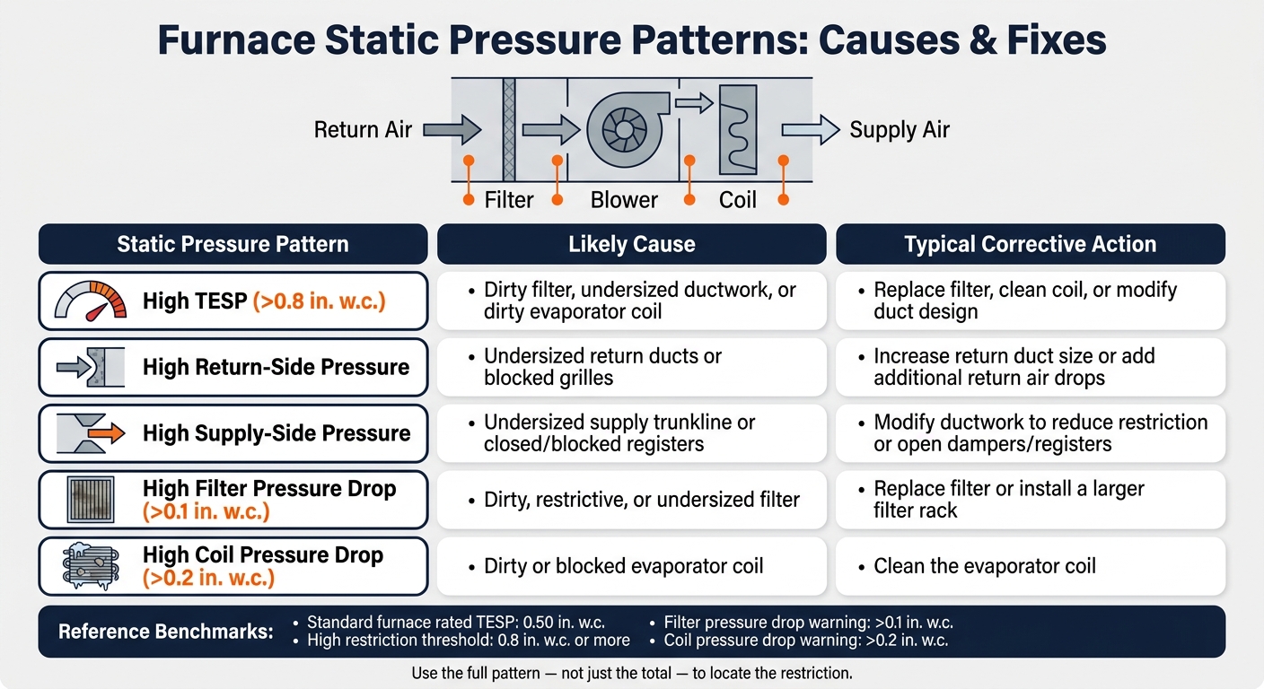 Furnace Static Pressure Patterns: Causes & Fixes