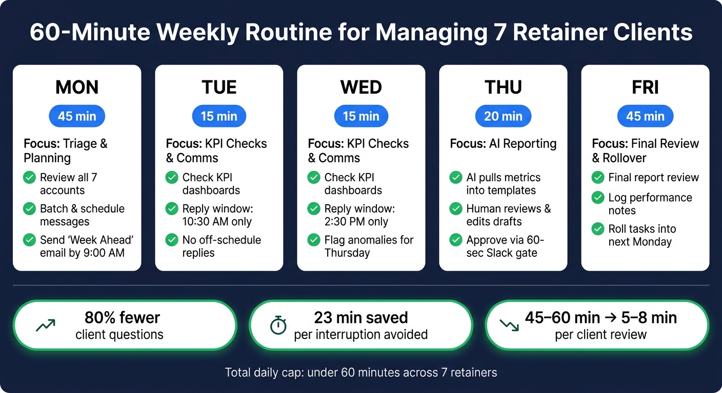 60-Minute Weekly Routine for Managing 7 Retainer Clients