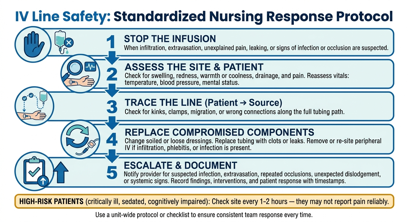 IV Line Safety: 5-Step Nursing Response Protocol