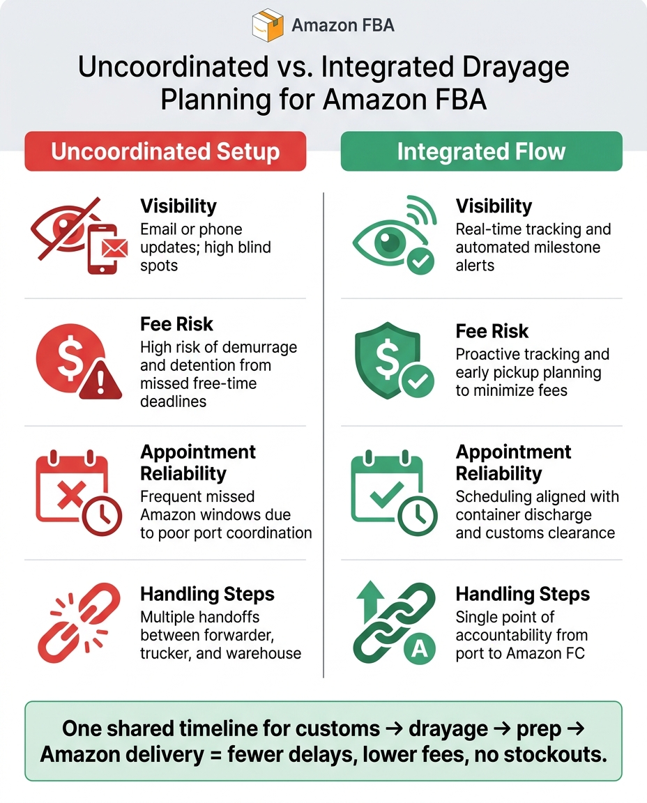 Uncoordinated vs. Integrated Drayage Planning for Amazon FBA