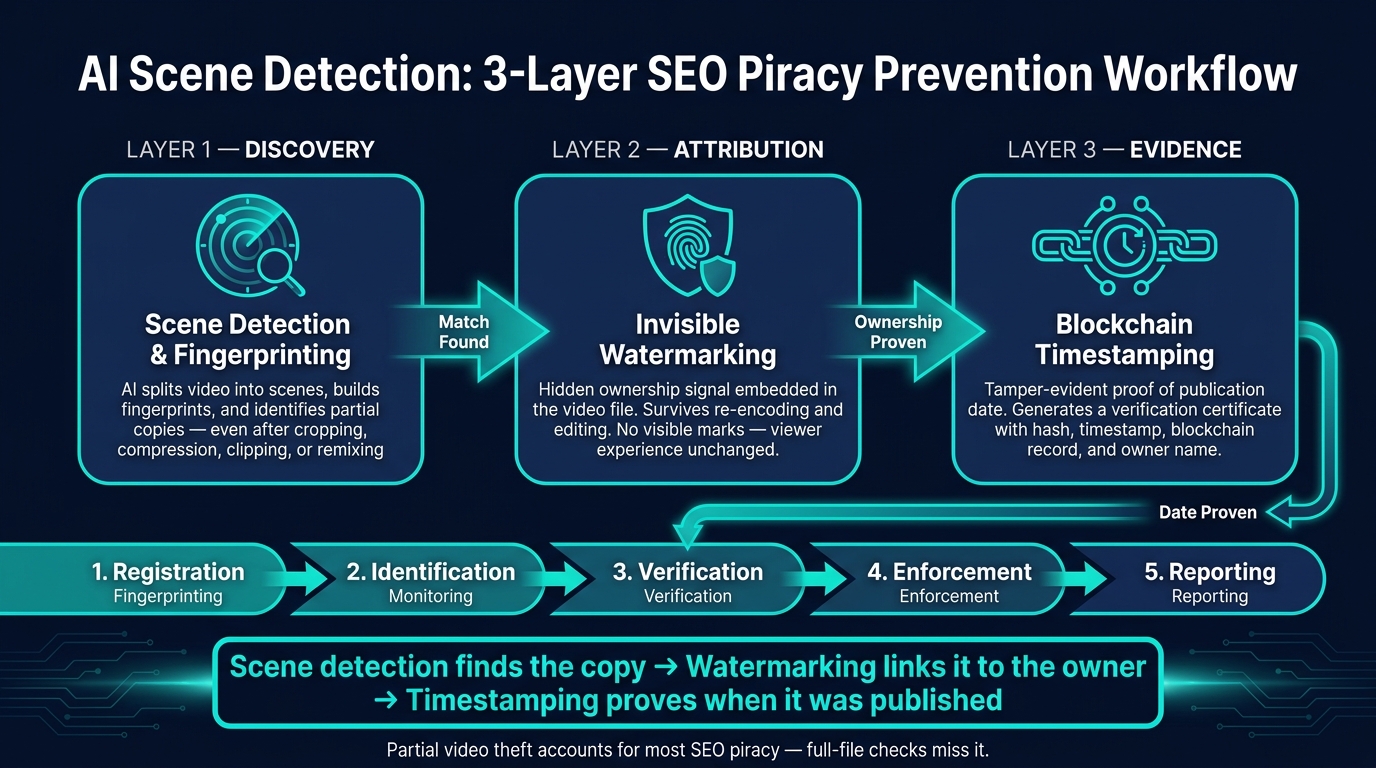 AI Scene Detection: 3-Layer SEO Piracy Prevention Workflow