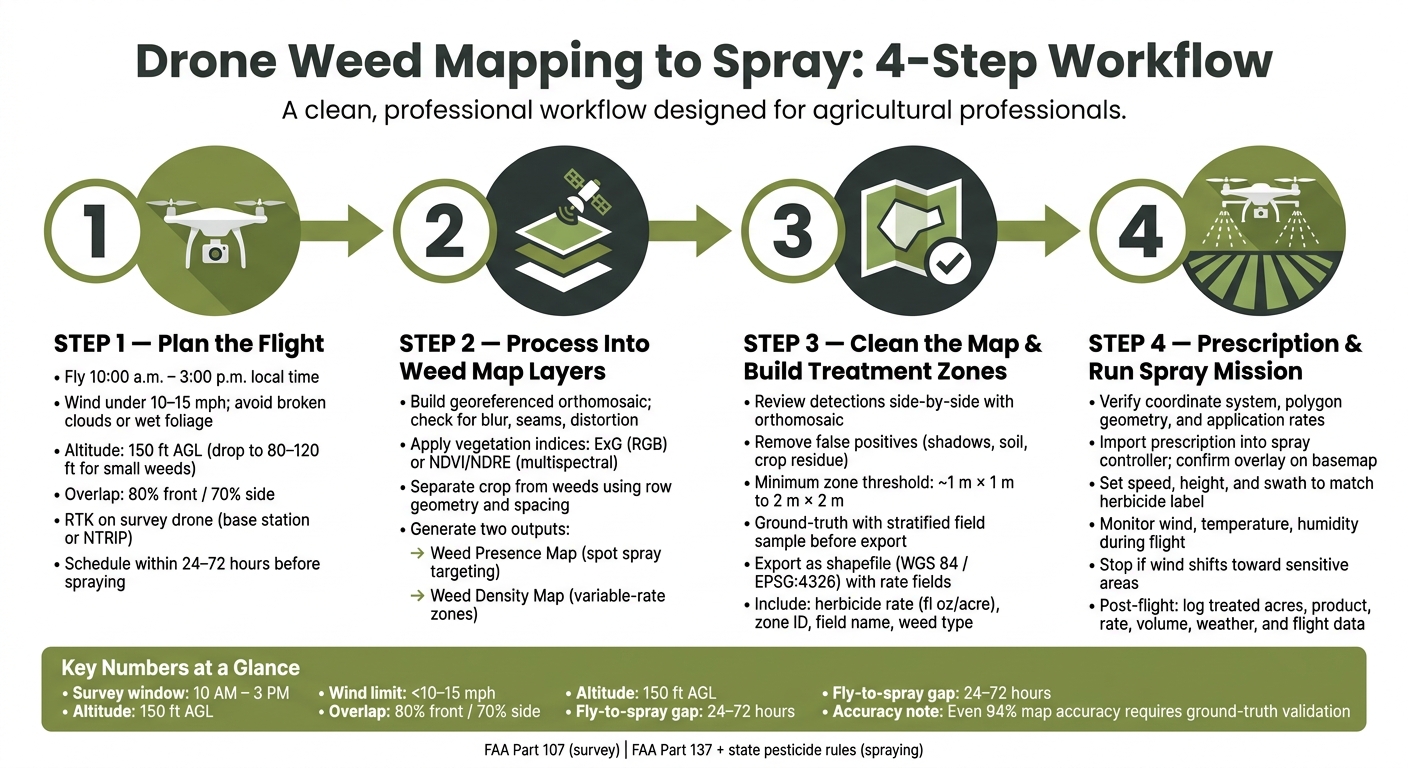 Drone Weed Mapping to Spray: 4-Step Workflow
