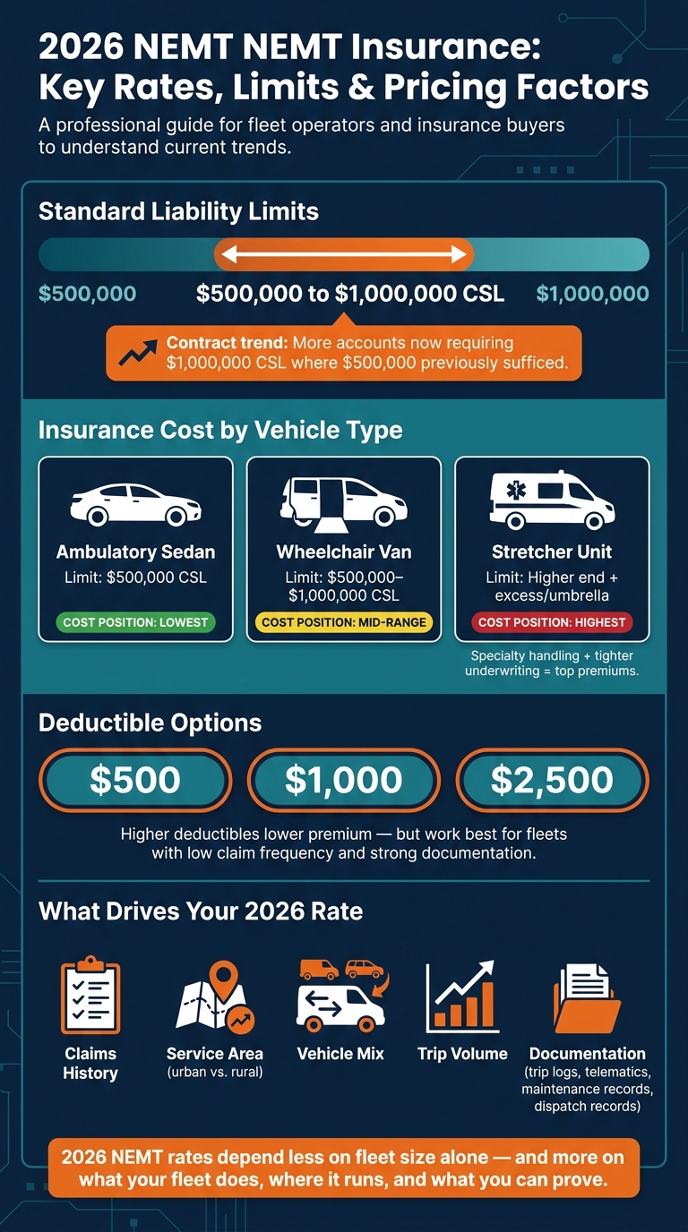 2026 NEMT Insurance Rates by Vehicle Type & Coverage Limits