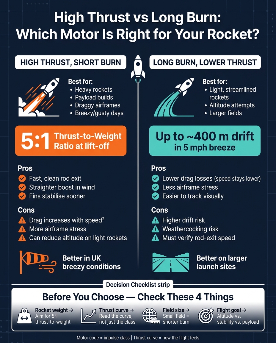 High Thrust vs Long Burn: Motor Selection Guide for Model Rockets